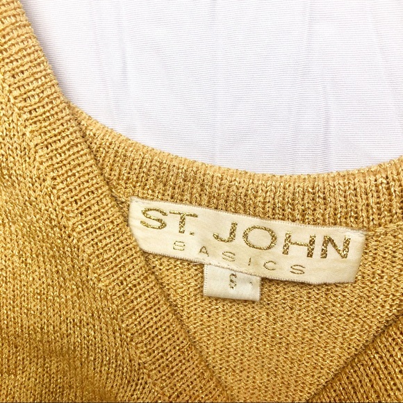 St. John Basics Metallic Gold Crop Tank Top Size S - Picture 4 of 6